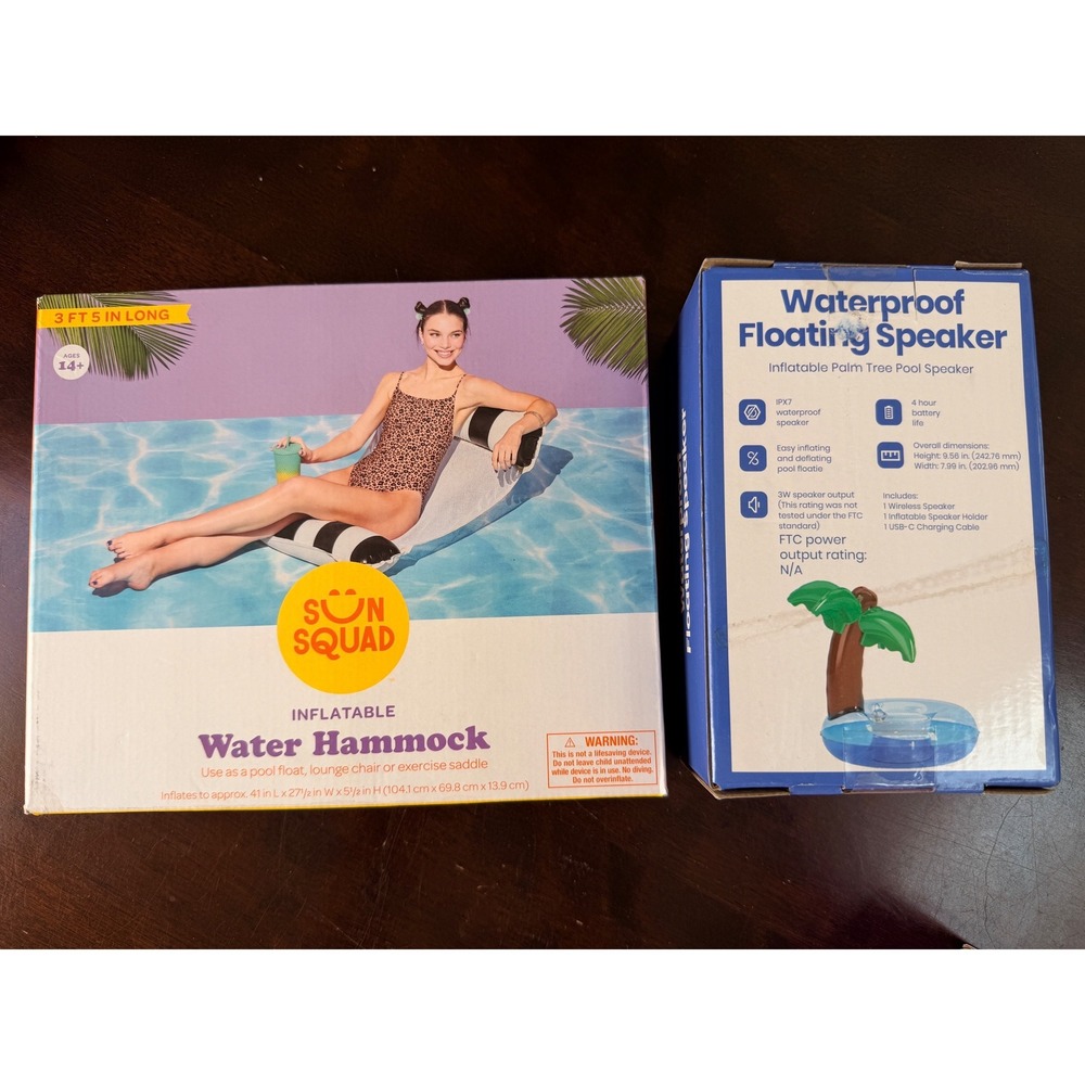 Sun‎ Squad Pool Float & Speaker Set Unisex OS Blue Palm Tree NWT